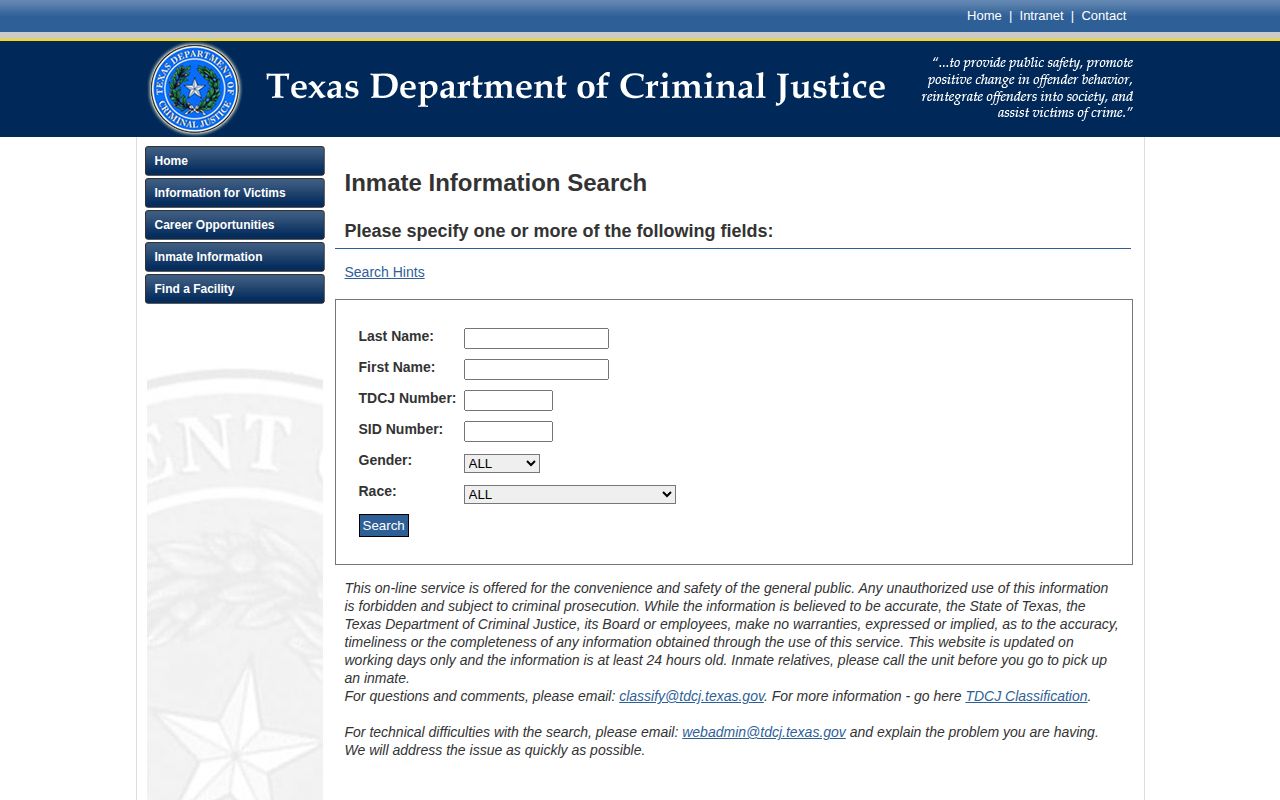 TDCJ search for a Val Verde County projected release date