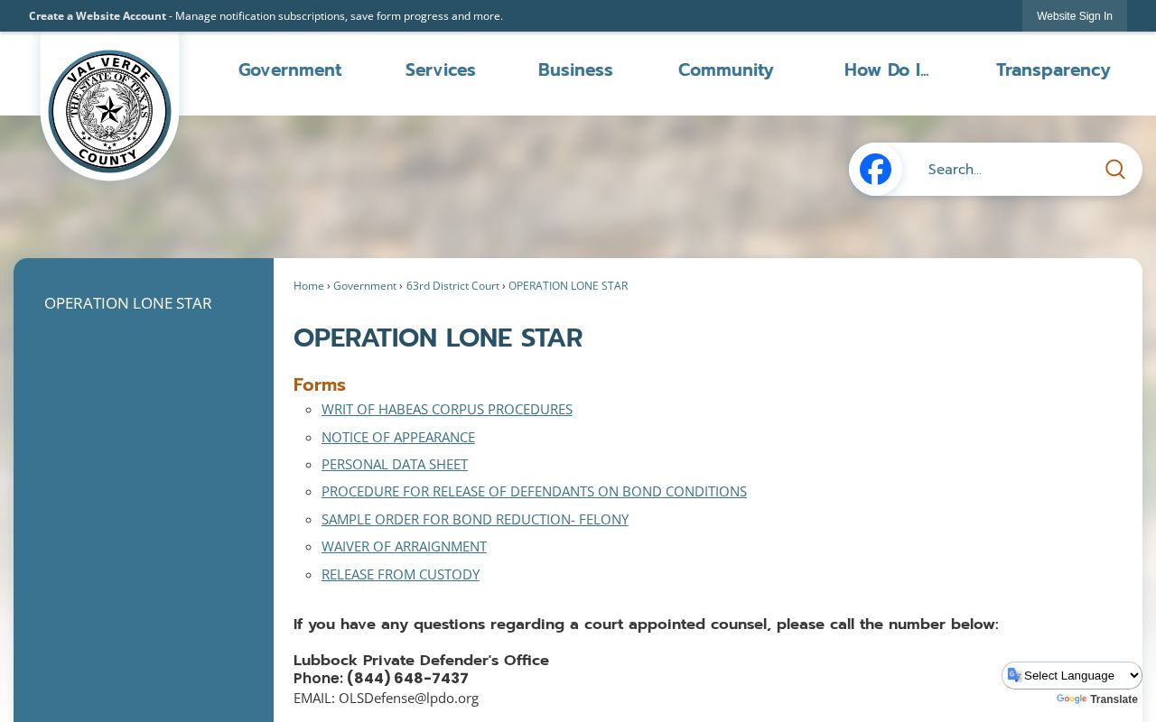 Val Verde County Operation Lone Star release information page